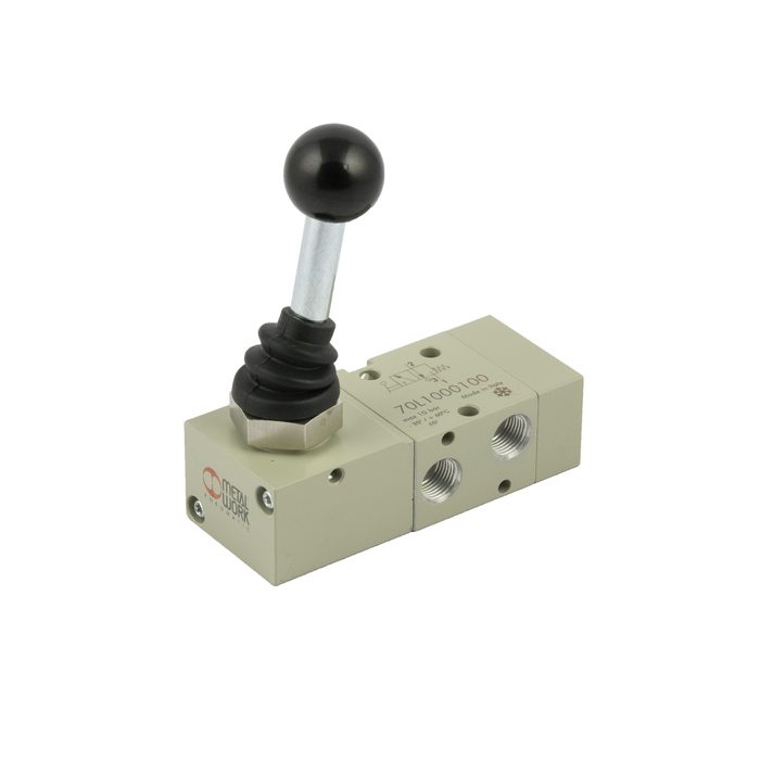 [149890] RIEGLER 3/2-way valve, low-temp., manual 90° lever, monostable, G 1/8, NC
