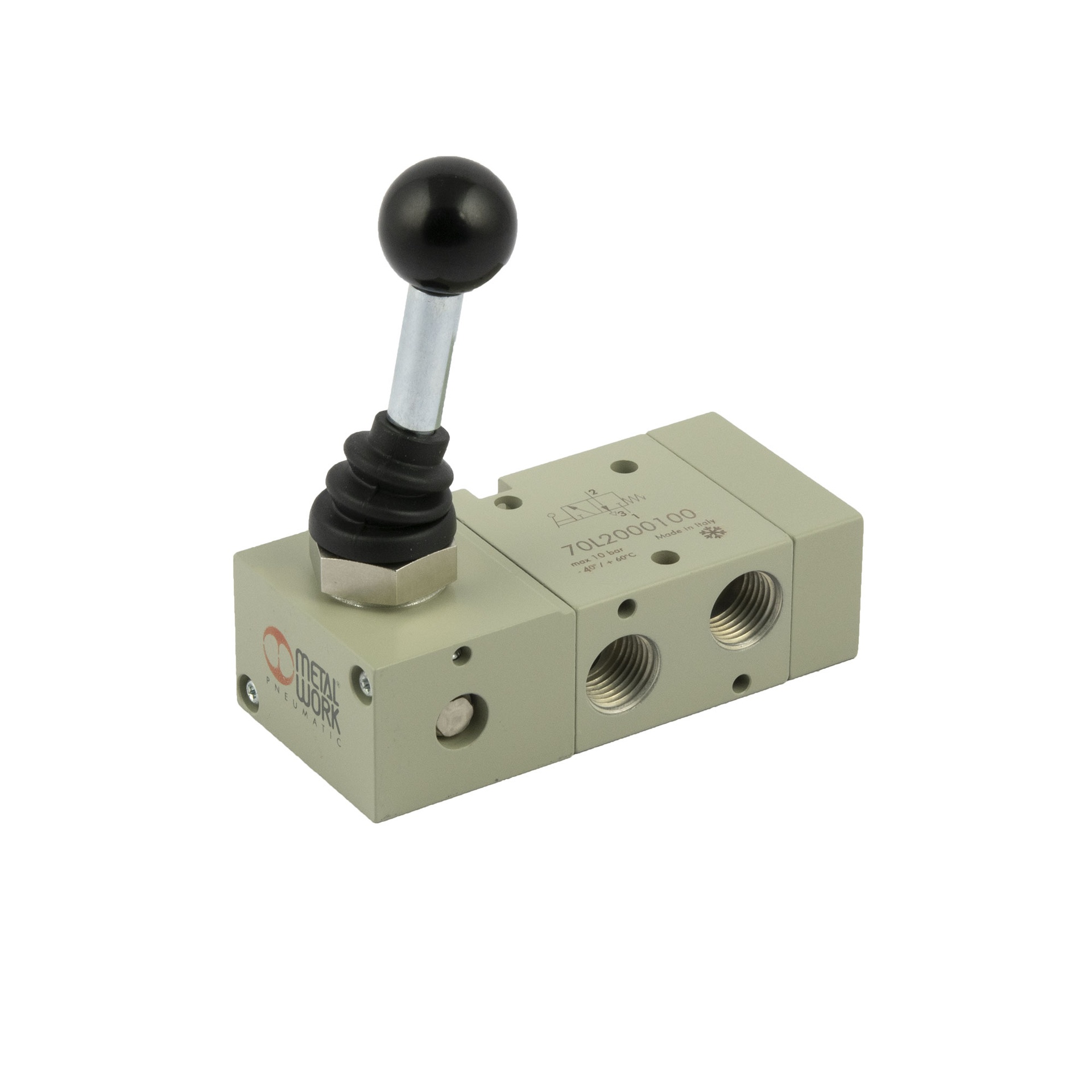 RIEGLER 3/2-Wegeventil Tieftemp., man. 90° Hebel, monostabil, G 1/4, NC