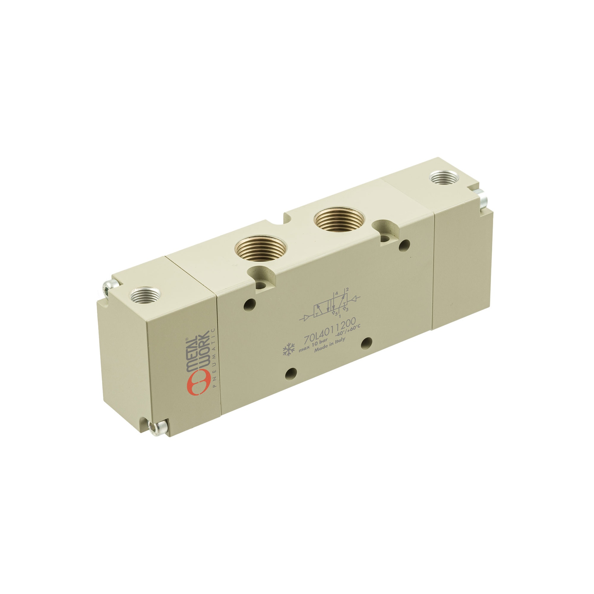 RIEGLER 5/2-way valve, low-temp., pneumatic, bistable, connection G 3/8