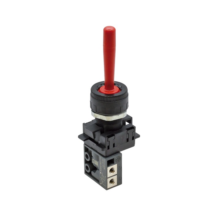 RIEGLER 3/2 mini valve, manual, hand lever, NC, monostable, M5 lateral.