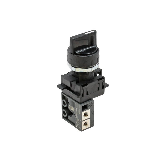 [154126] RIEGLER 3/2 mini valve, manual, rotary knob, NC, monostable, M5 lateral