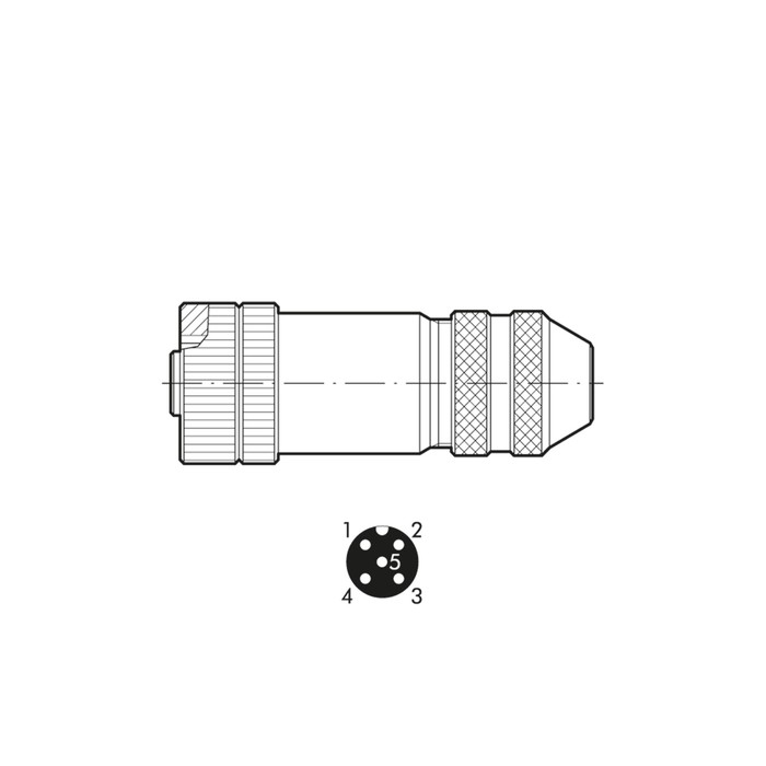 RIEGLER M12 Buchse 0°, für CANopen/IO-Link, 5-polig, A-kodiert