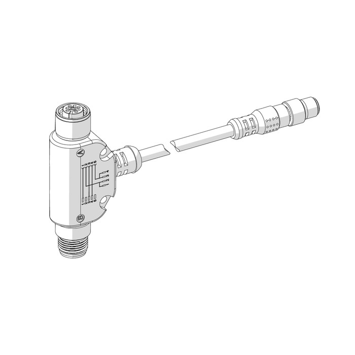 RIEGLER Adapterkabel, T-Stück M12 Bu. - St., 5-polig / M8 Bu. 0°, 4-polig