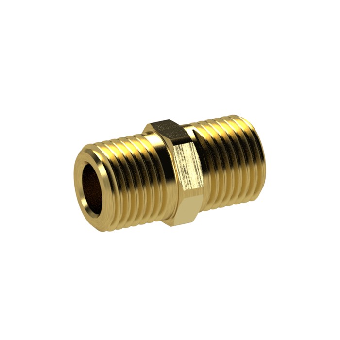 RIEGLER double threaded nipple, G 1/2 a., G 1/2 a. LH, SW 24, brass