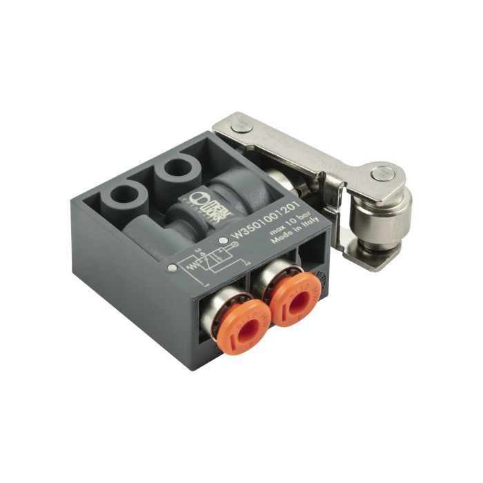 [154118] RIEGLER 3/2-way miniature valve, mechanical, roller lever, NC, 4 mm side-mounted