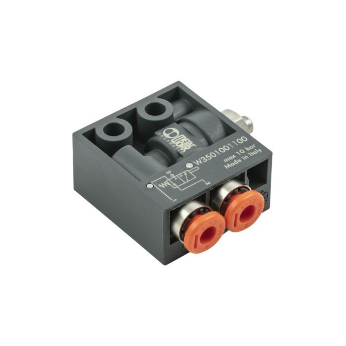 [153971] RIEGLER 3/2-way miniature valve, mechanical, poppet, NO, 4 mm side-mounted